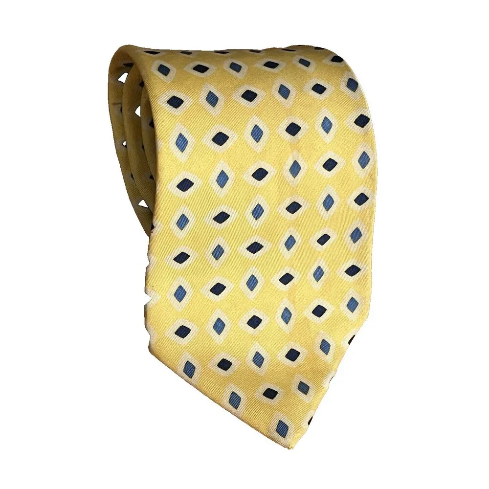 Turnbow Asser to Honor the Prince of Wales Shirtmaker Tie Yellow Blue Diamonds